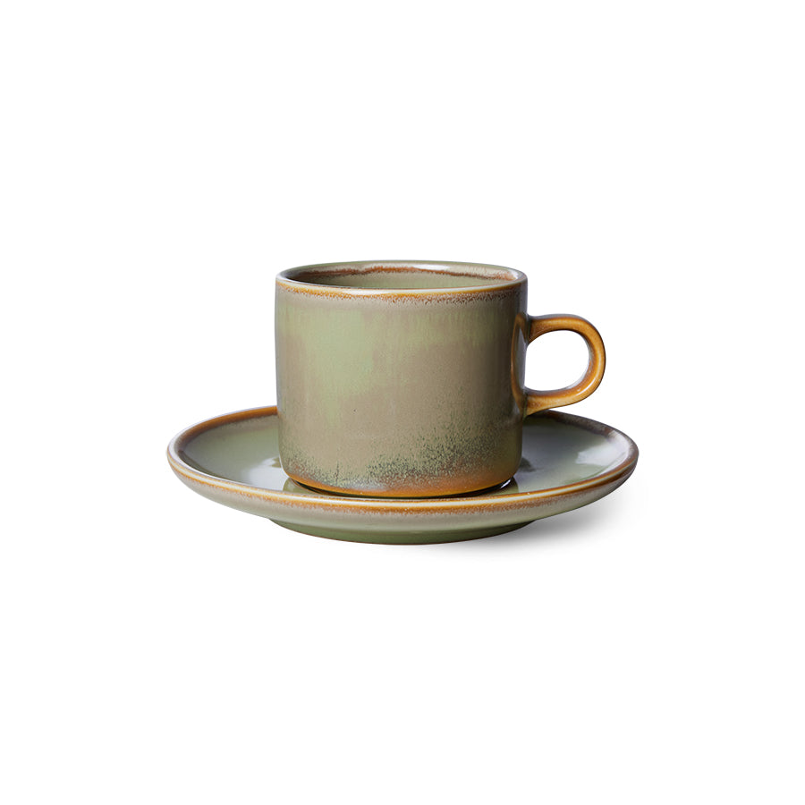 HKliving | CHEF CERAMICS: CUP & SAUCER - MOSS GREEN