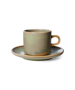 HKliving | CHEF CERAMICS: CUP & SAUCER - MOSS GREEN