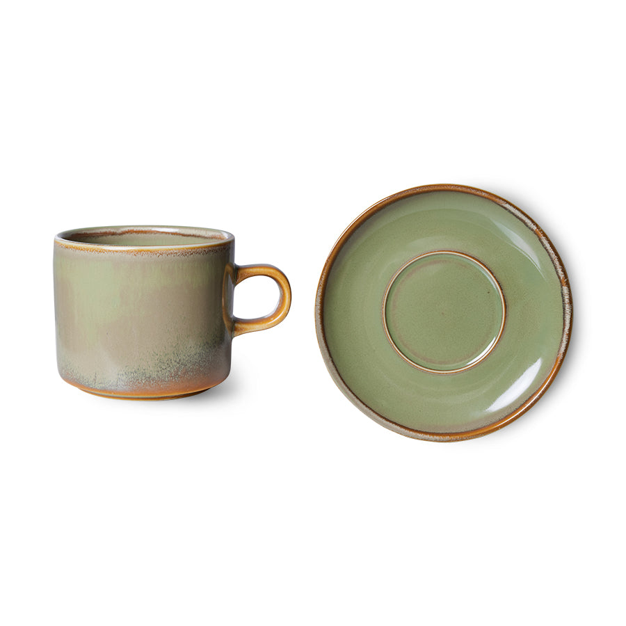 HKliving | CHEF CERAMICS: CUP & SAUCER - MOSS GREEN