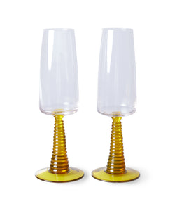 HKliving | SPECIAL: SWIRL CHAMPAGNE GLASS - YELLOW (2pcs)