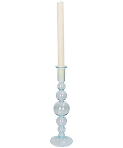 GLASS CANDLE HOLDER - LIGHT BLUE