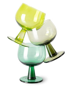 HKliving | EMERALDS WINE GLASS LOW - OLIVE GREEN (4pcs)