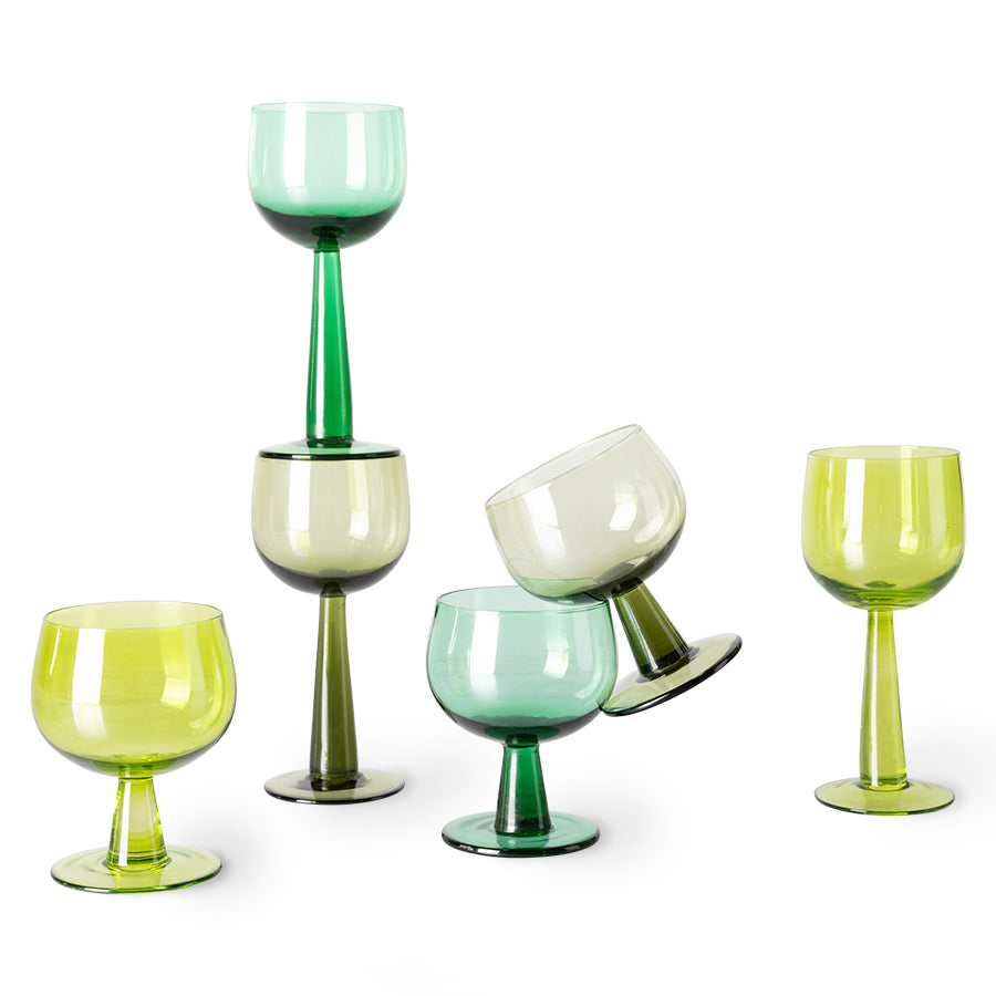 HKliving | EMERALDS WINE GLASS LOW - OLIVE GREEN (4pcs)