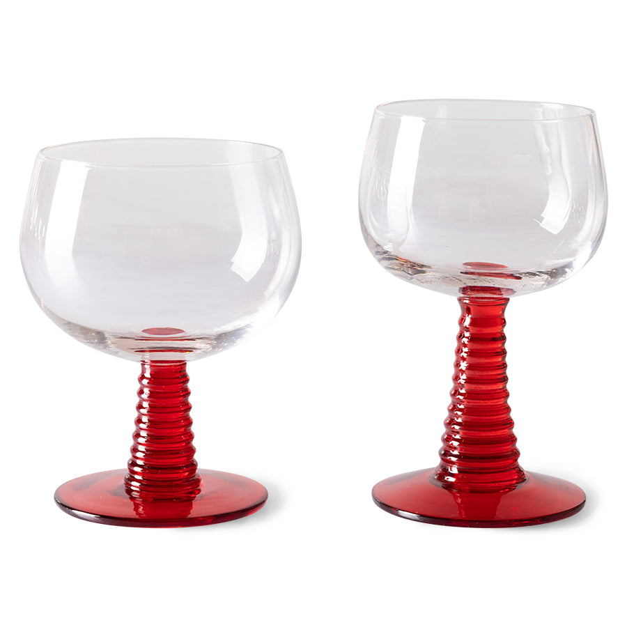 HKliving | 70's SWIRL WINE GLASS LOW - RED