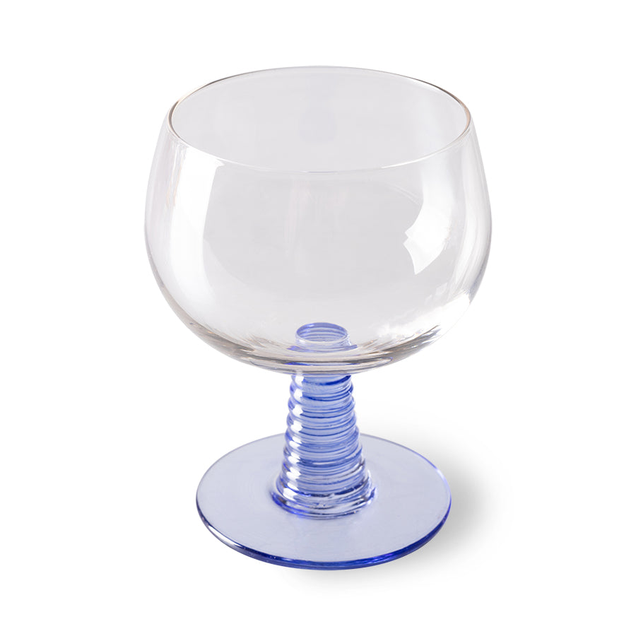 HKliving | 70's SWIRL WINE GLASS LOW - BLUE