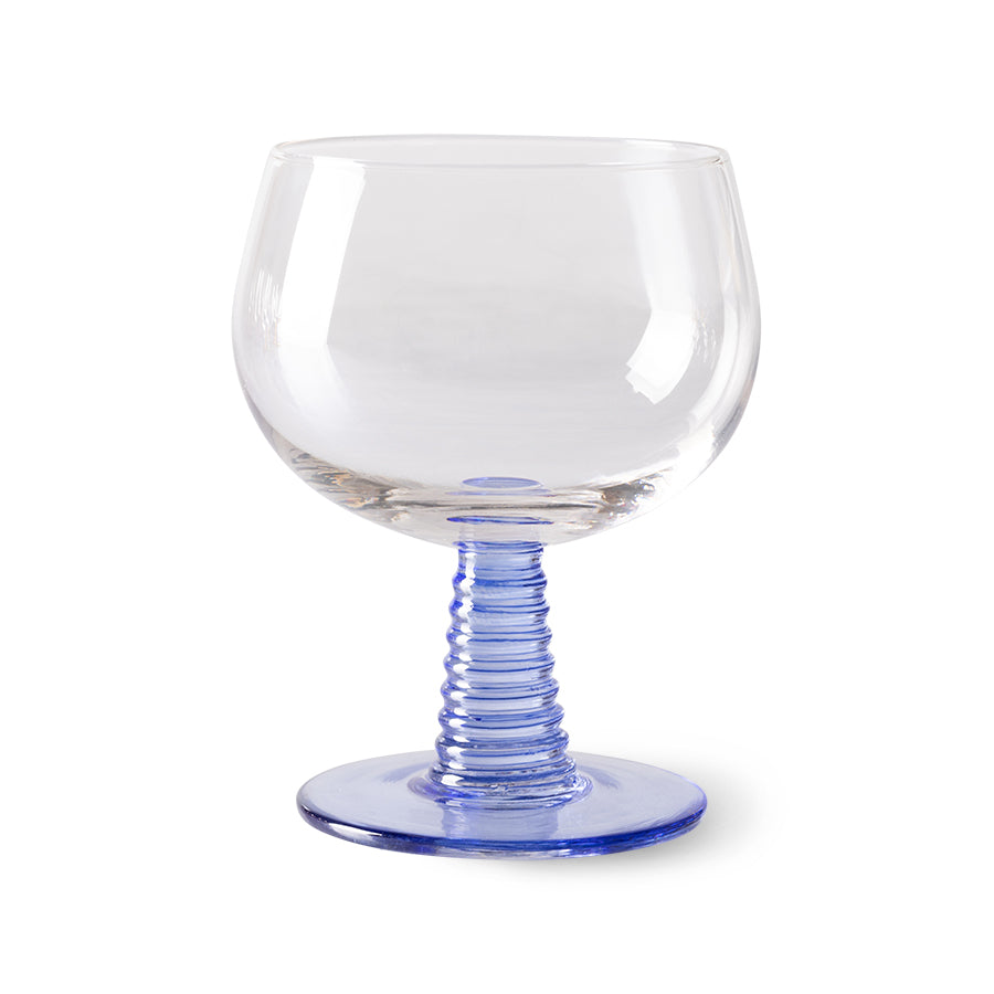 HKliving | 70's SWIRL WINE GLASS LOW - BLUE