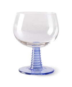 HKliving | 70's SWIRL WINE GLASS LOW - BLUE