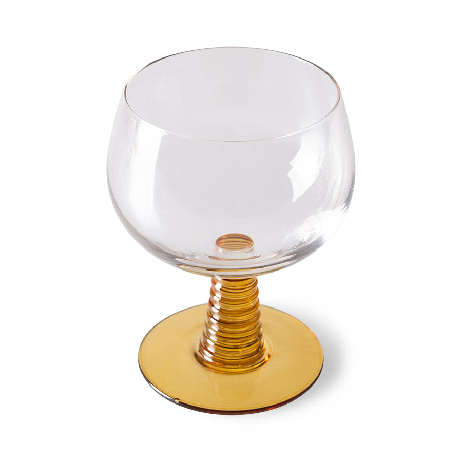 HKliving | 70's SWIRL WINE GLASS LOW - OCHRE