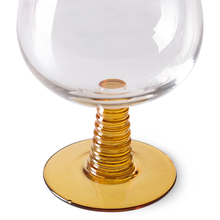 HKliving | 70's SWIRL WINE GLASS LOW - OCHRE