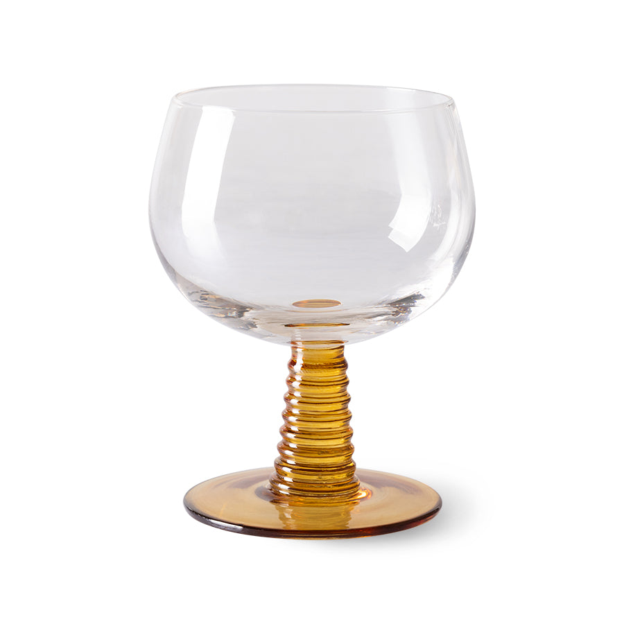 HKliving | 70's SWIRL WINE GLASS LOW - OCHRE