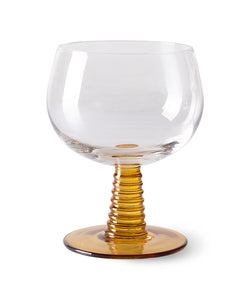 HKliving | 70's SWIRL WINE GLASS LOW - OCHRE