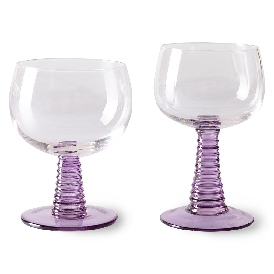 HKliving | 70's SWIRL WINE GLASS HIGH - PURPLE