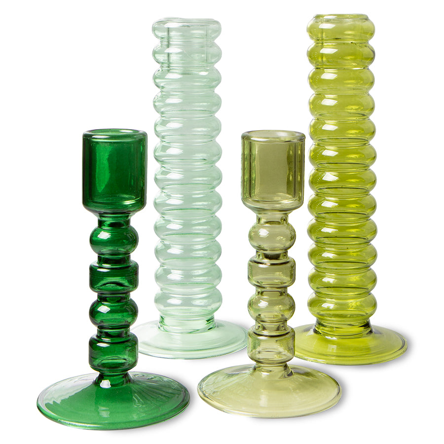 HKliving | THE EMERALDS GLASS CANDLE HOLDER LARGE - LIME