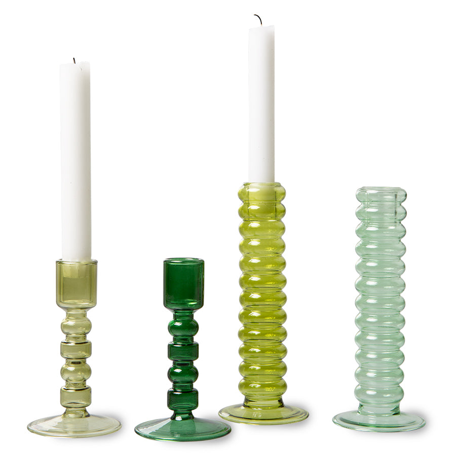 HKliving | THE EMERALDS GLASS CANDLE HOLDER LARGE - LIME