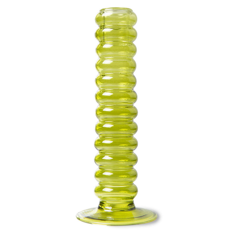 HKliving | THE EMERALDS GLASS CANDLE HOLDER LARGE - LIME