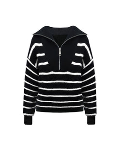 FAJA ZIPPER KNIT -  BLACK / ECRU