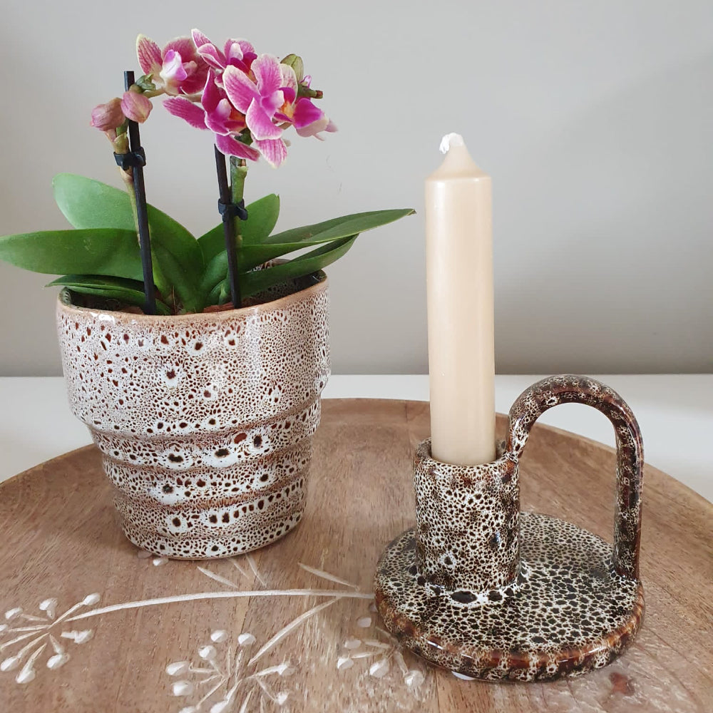 MOON CANDLE HOLDER - BROWN