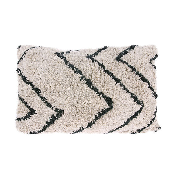 HKliving | COTTON ZIGZAG CUSHION 40x60cm - CREAM & BLACK