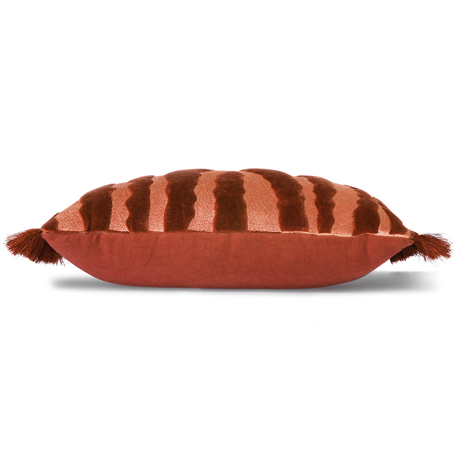 HKliving | FRINGED VELVET TIGER CUSHION 25x40cm - RED