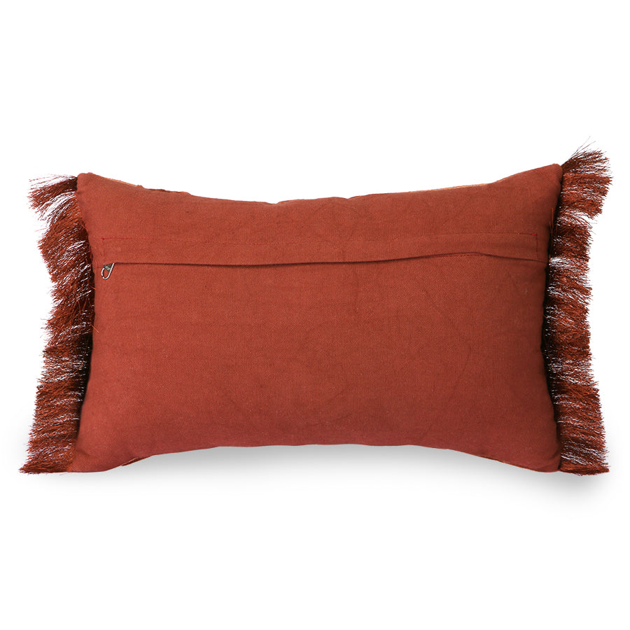 HKliving | FRINGED VELVET TIGER CUSHION 25x40cm - RED