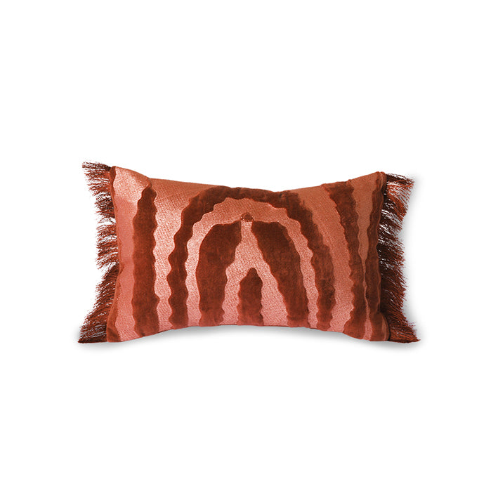 HKliving | FRINGED VELVET TIGER CUSHION 25x40cm - RED