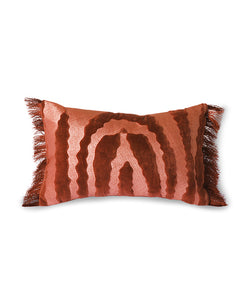 HKliving | FRINGED VELVET TIGER CUSHION 25x40cm - RED